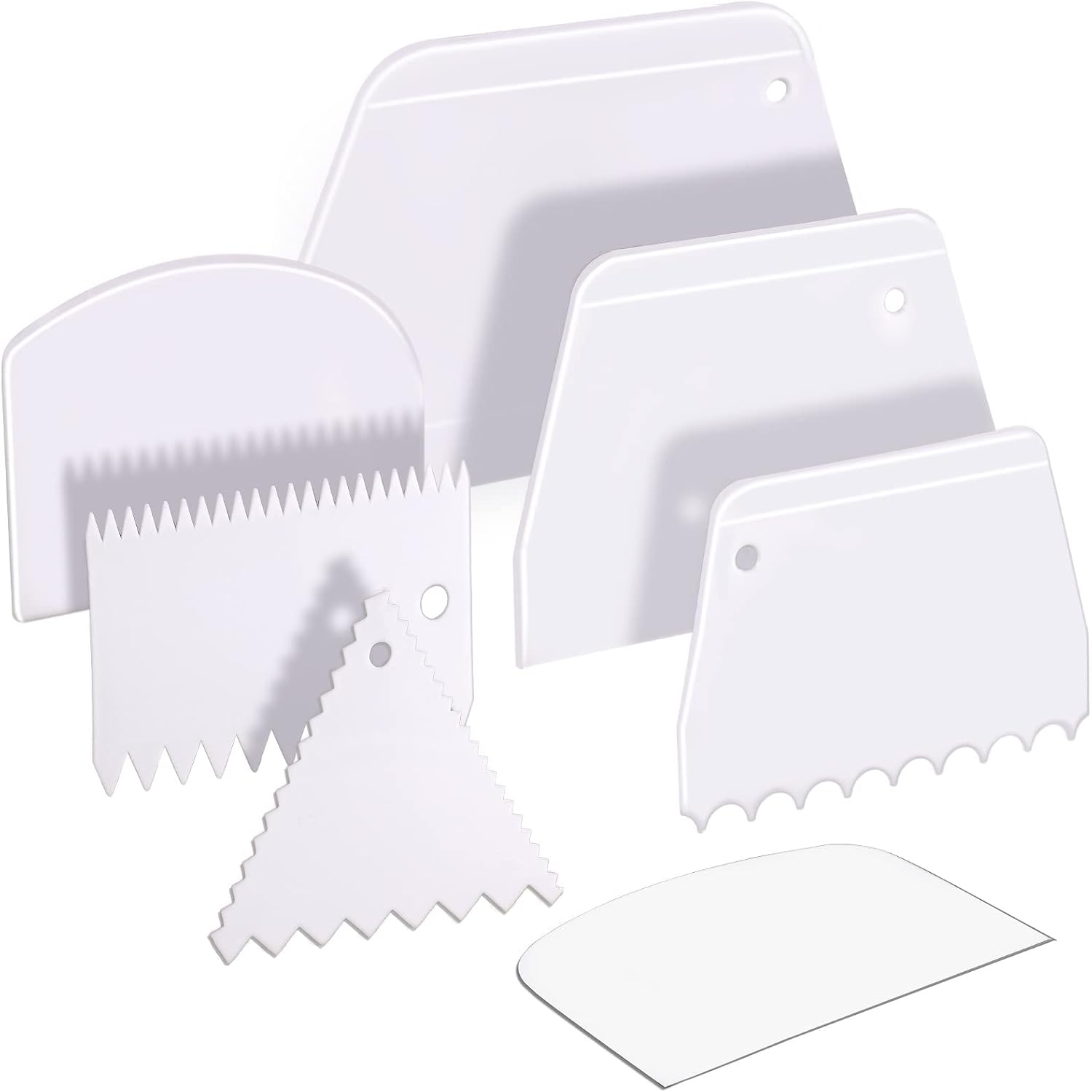 Dough and Cake Scraper Set — 7 Pieces, Plastic 7-piece Plastic Cake Scraper
