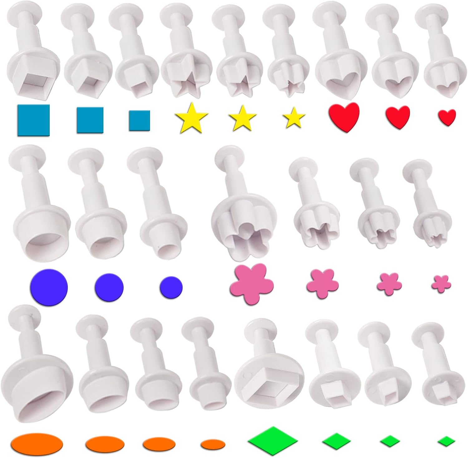 Fondant Plunger Cutter Set — 24 Pieces for Cake Decorating 24 Piece Fondant Plunger Cutter