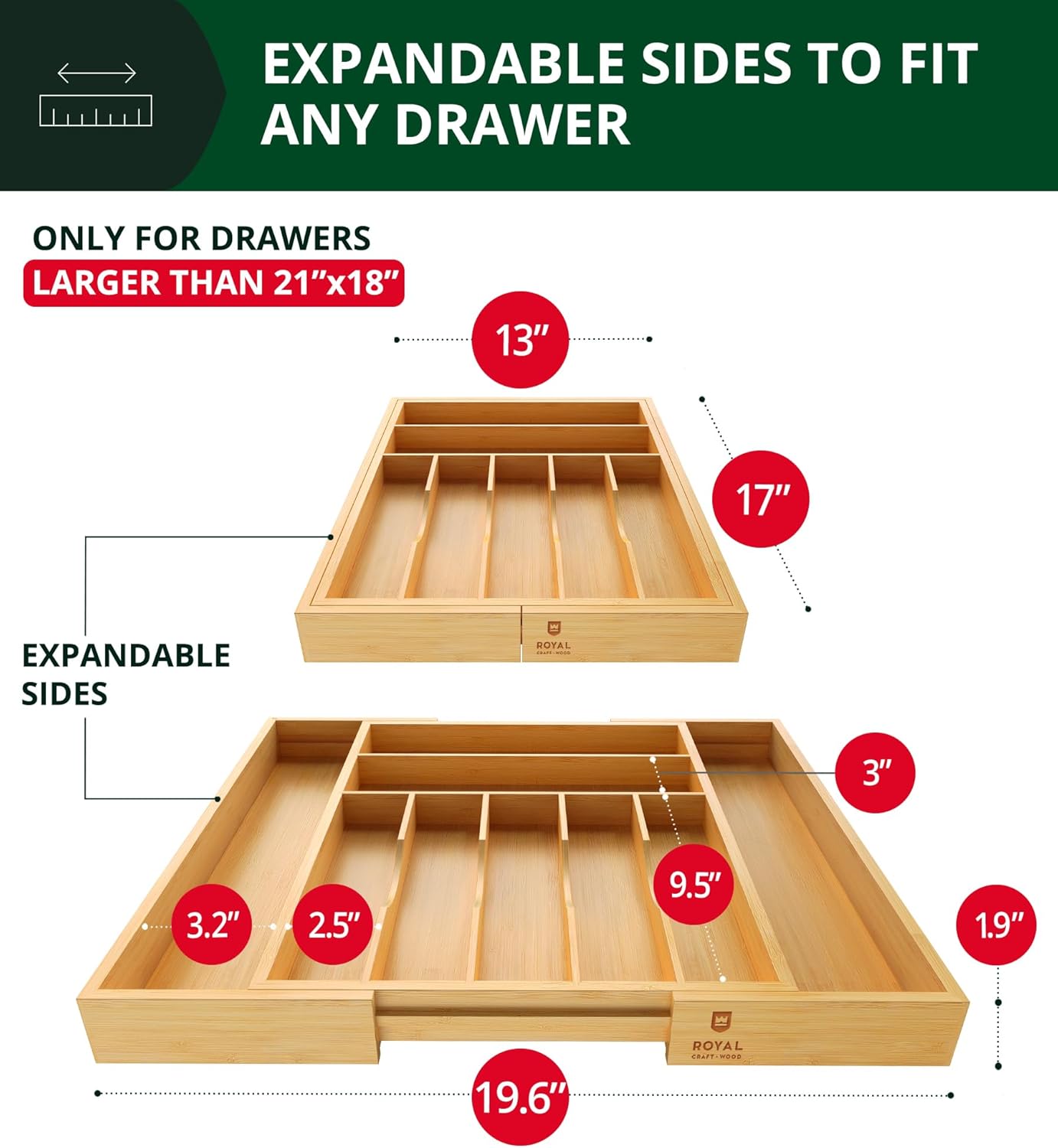 Bamboo Cutlery Drawer Organiser