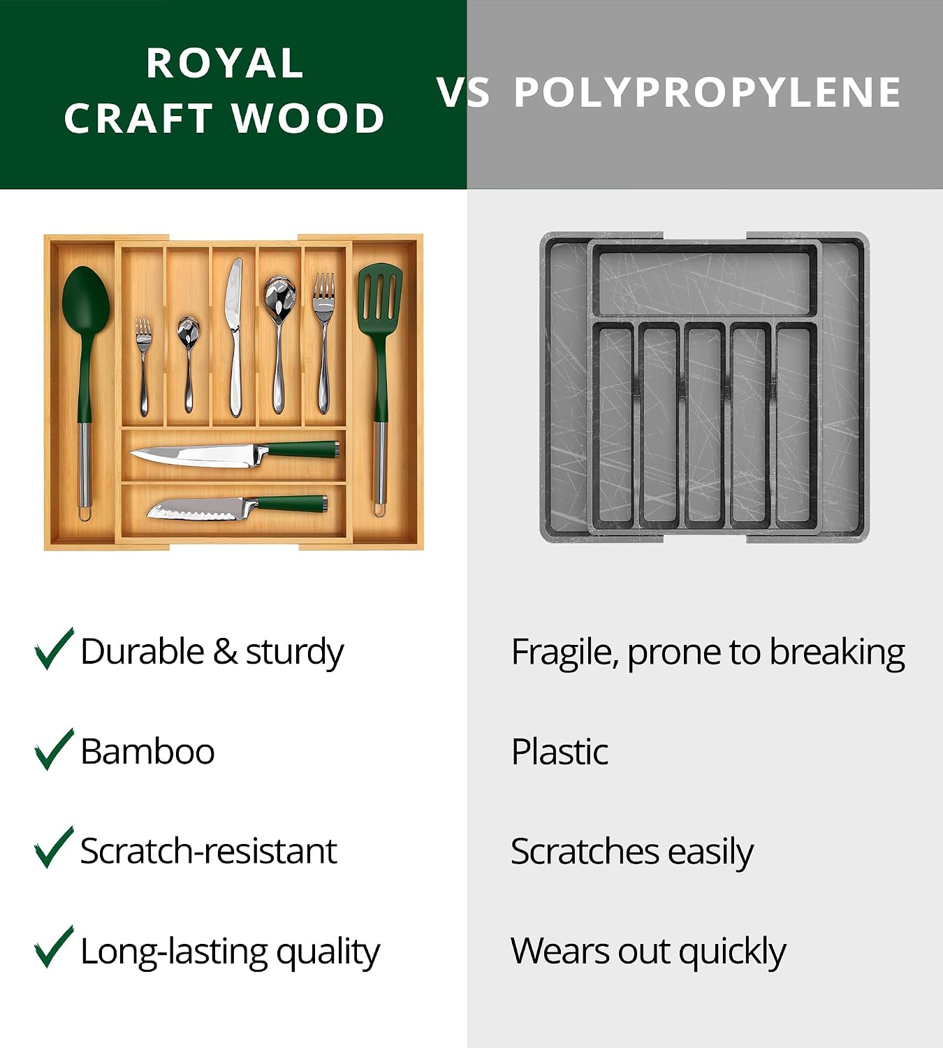 Bamboo Cutlery Drawer Organiser