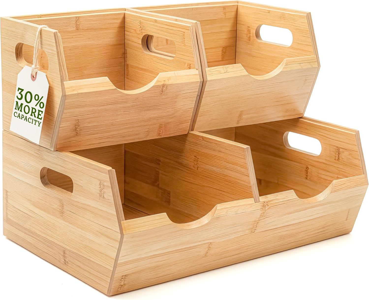 Bamboo Potato and Onion Storage Bins, Stackable