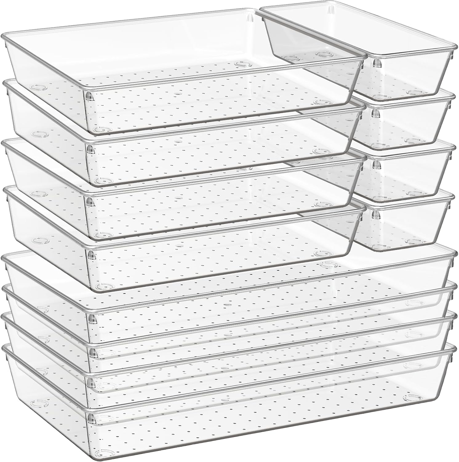 Clear Drawer Organiser Trays, 6 Pack, Large