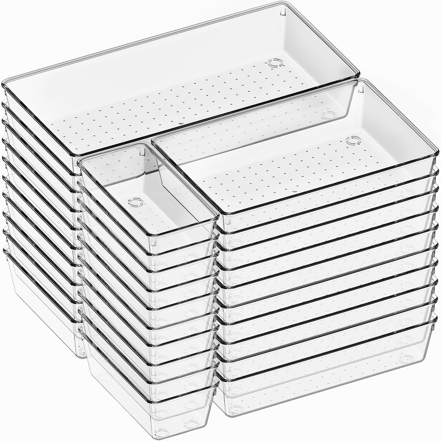 Clear Drawer Organiser Trays, 6 Pack, Large