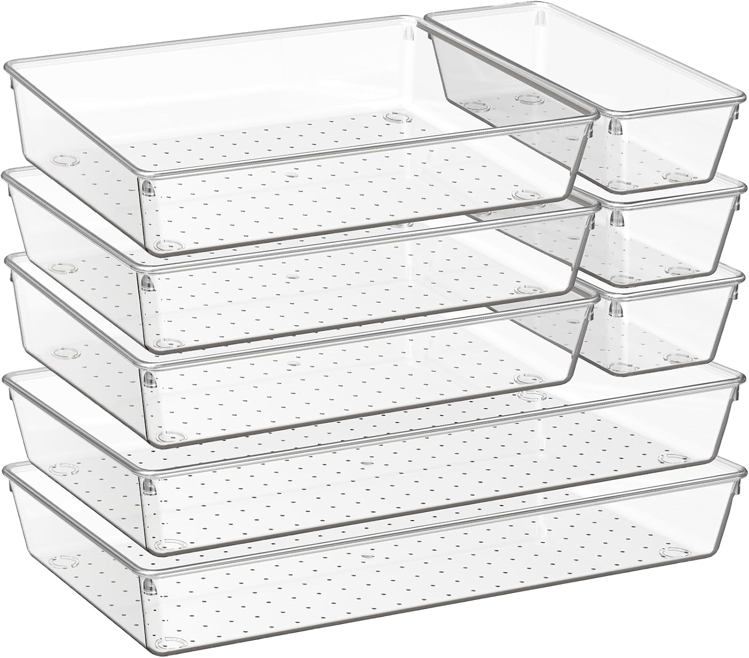 Clear Drawer Organiser Trays, 6 Pack, Large