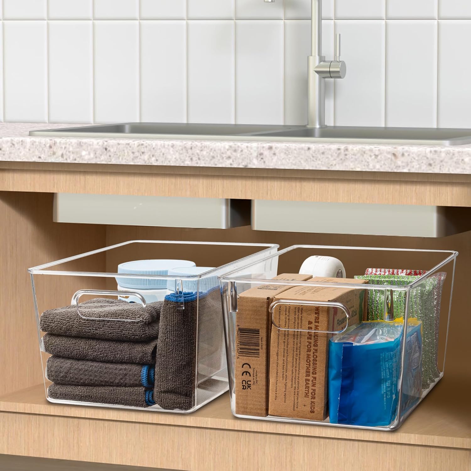 Clear Stacking Storage Bins, 10 Pack