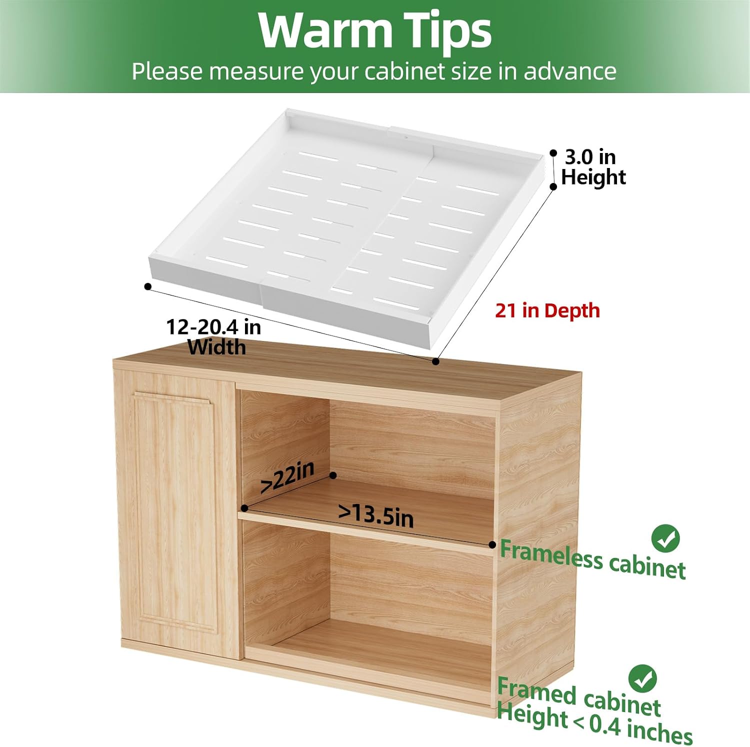 Expandable Pull-Out Cabinet Drawers, 21 inch, 4 Pack