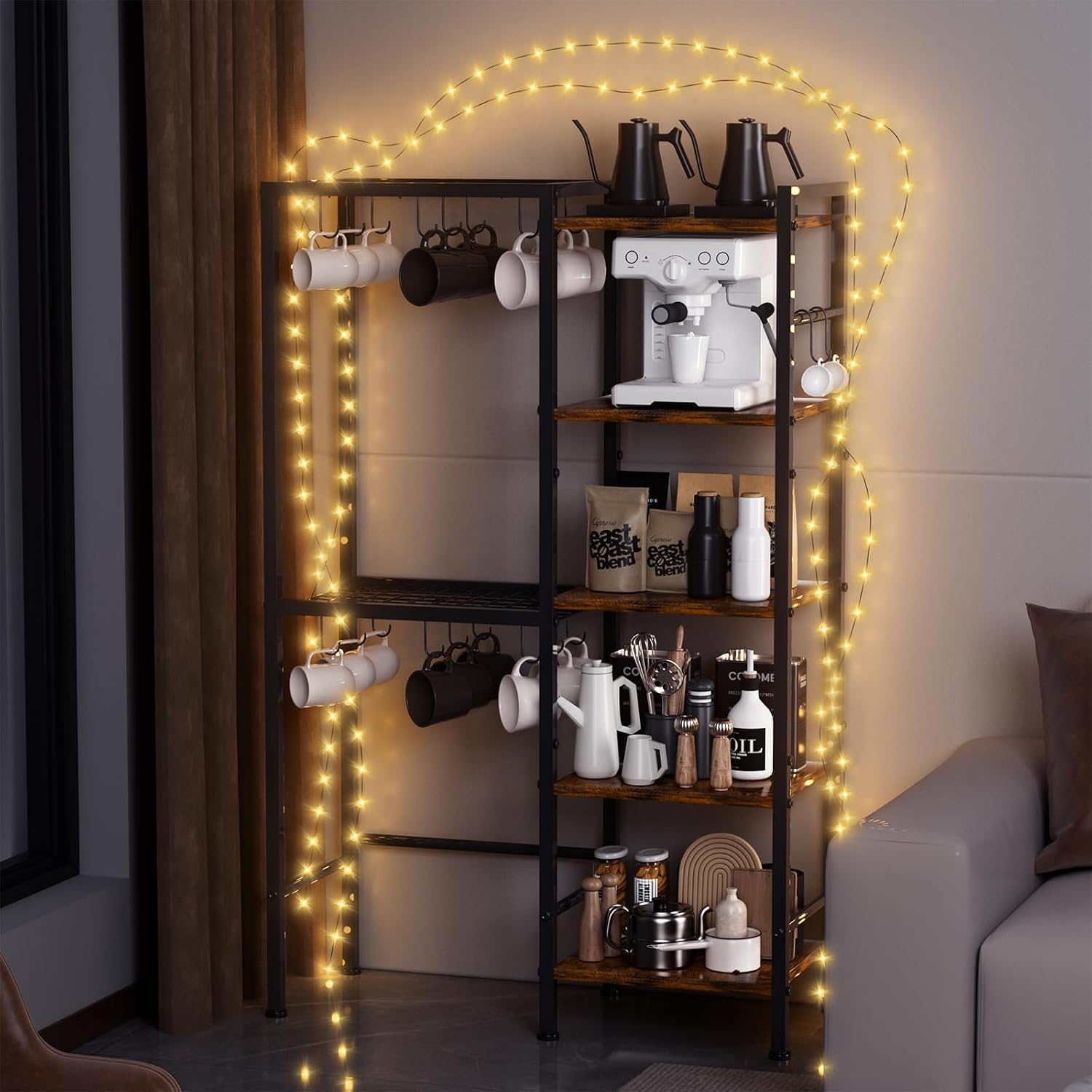 Five-Tier Pot and Pan Rack with Hooks