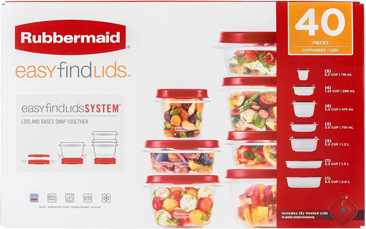 Household Container Set with Lids, 42 Pieces