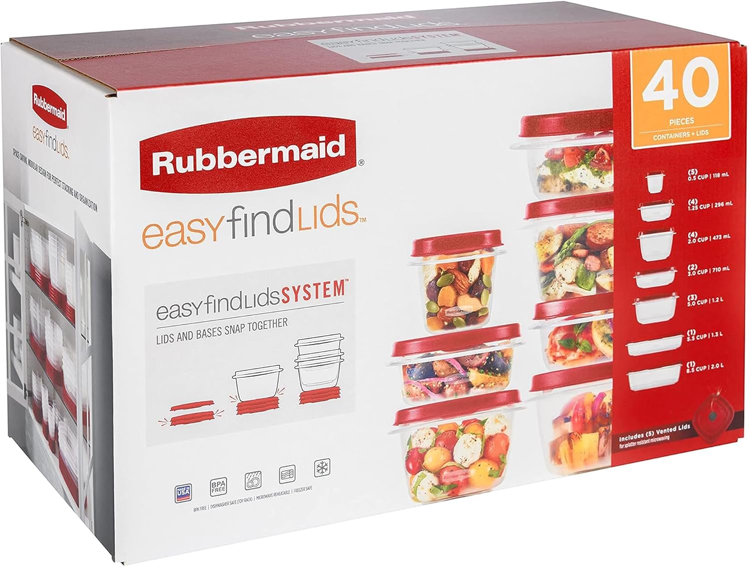 Household Container Set with Lids, 42 Pieces