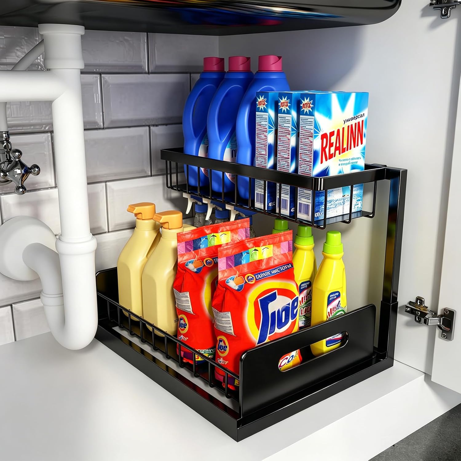 L-shaped under-sink organiser