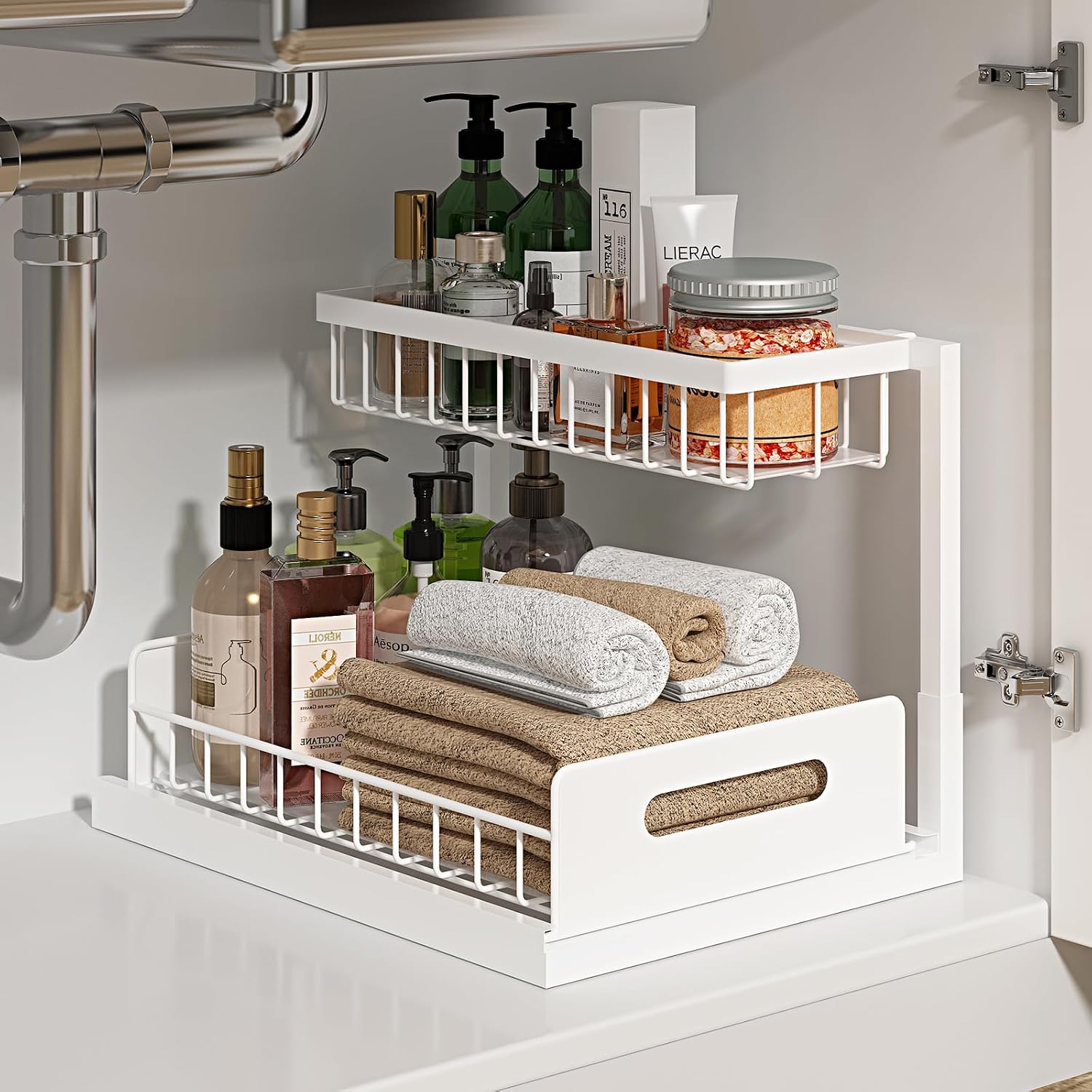 L-Shaped Pull-Out Under-Sink Organiser, 2 Tier