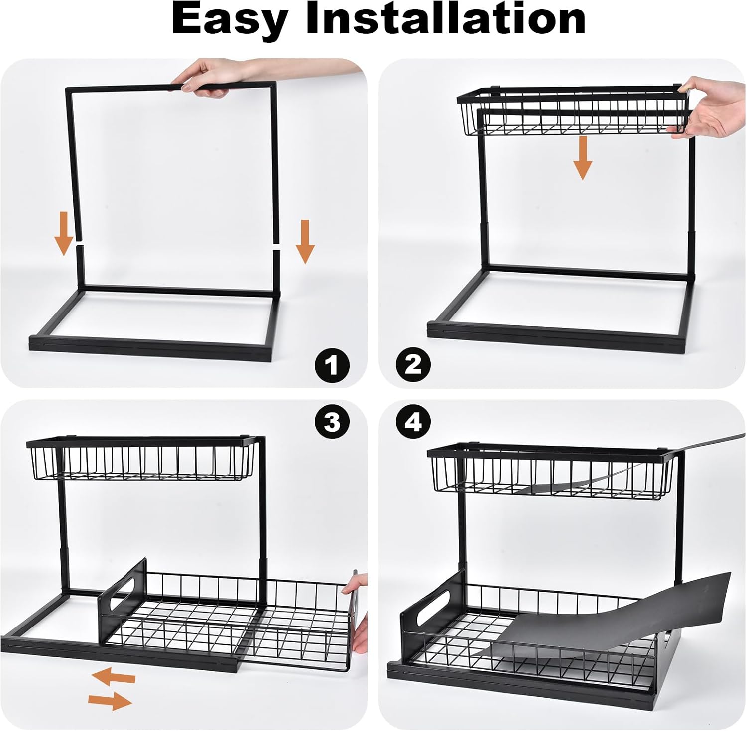 L-Shaped Pull-Out Under-Sink Organiser, 2 Tier