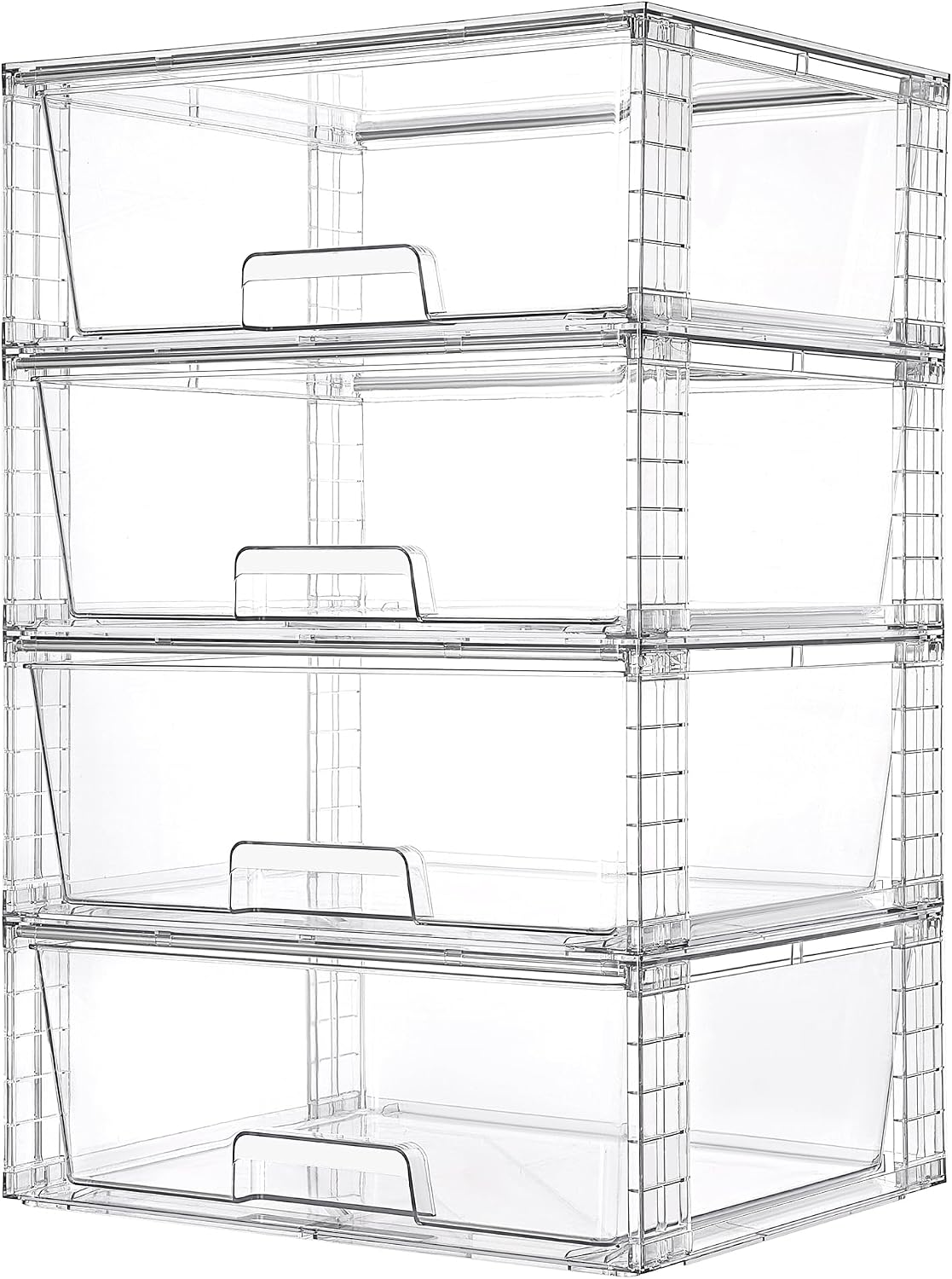 Large Clear Stackable Storage Drawers, 2 Pack