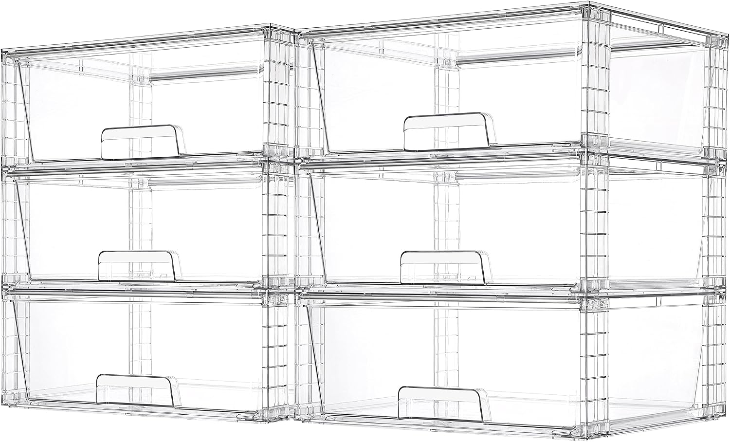 Large Clear Stackable Storage Drawers, 2 Pack