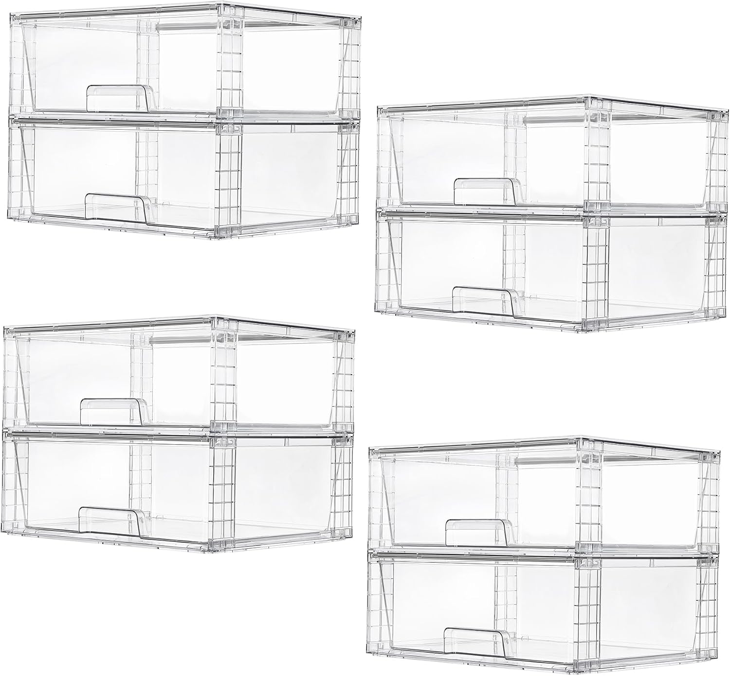 Large Clear Stackable Storage Drawers, 2 Pack