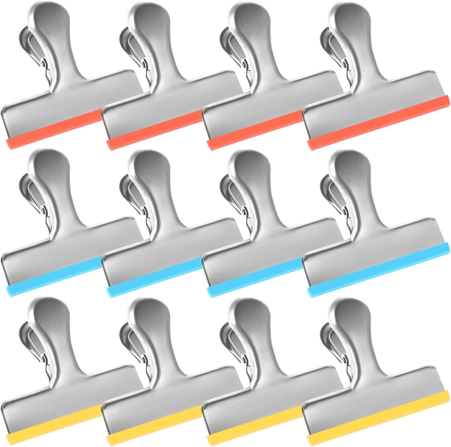 Silicone-Covered Bag Clips, 12 Pack