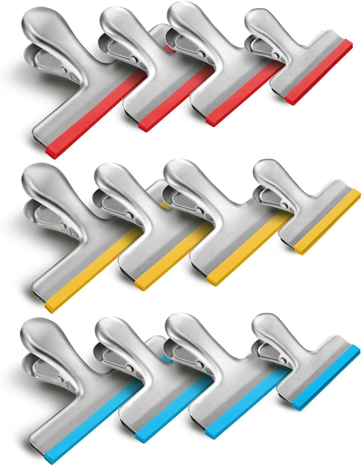 Silicone-Covered Bag Clips, 12 Pack