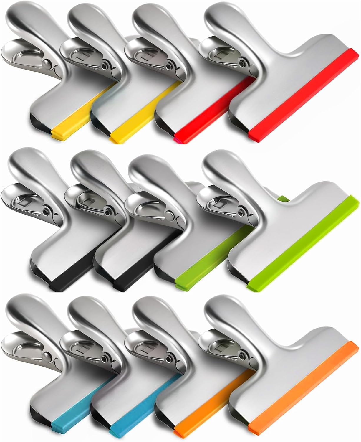 Silicone-Covered Bag Clips, 12 Pack
