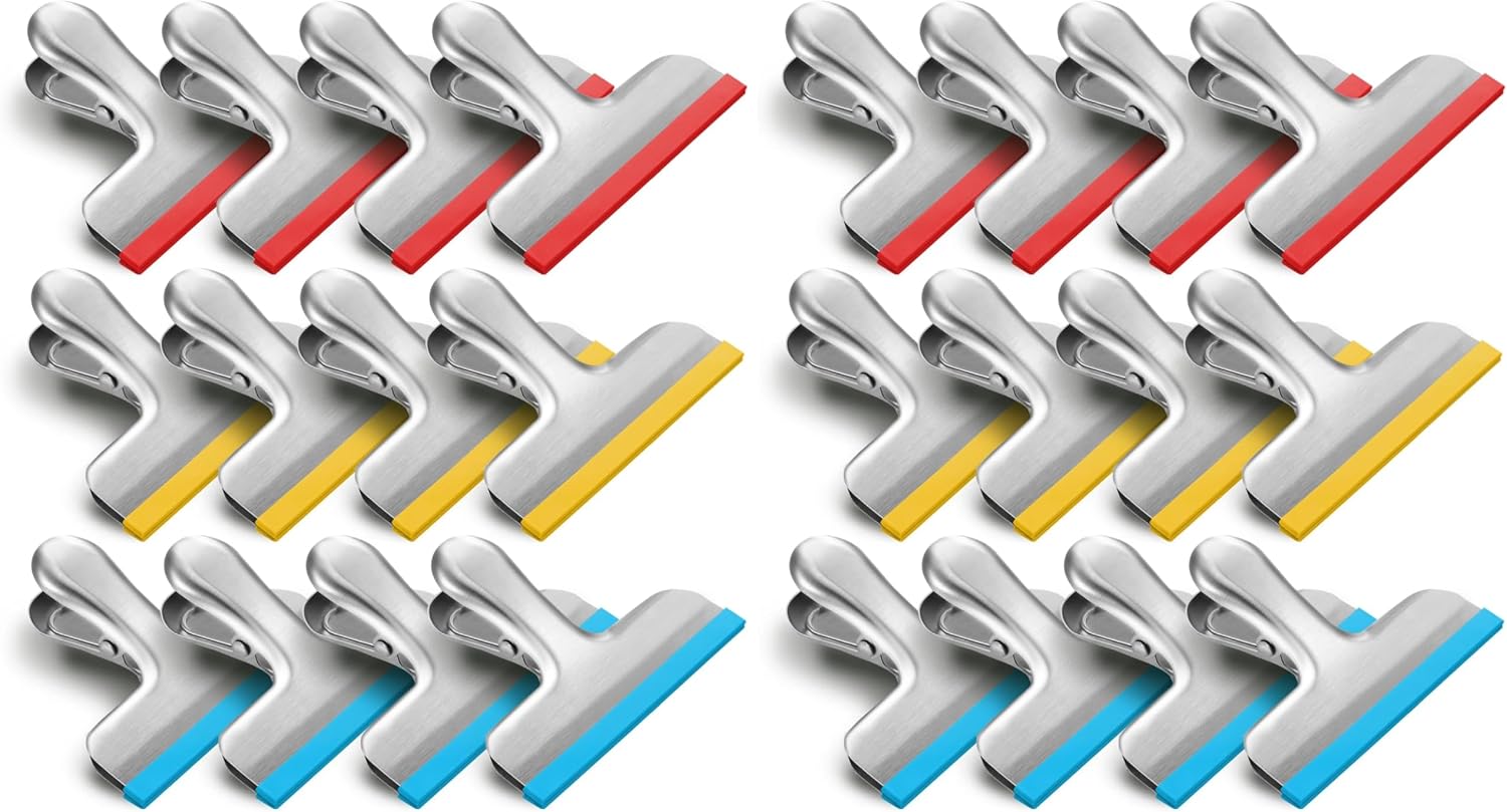 Silicone-Covered Bag Clips, 12 Pack