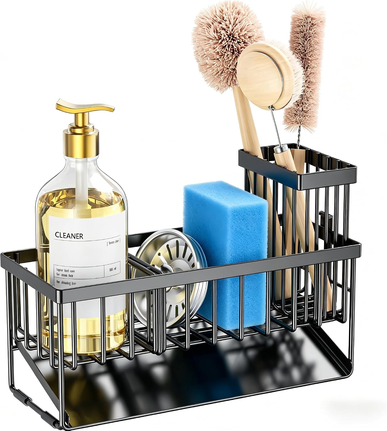 Sink Caddy with Brush Holder and Drain Tray