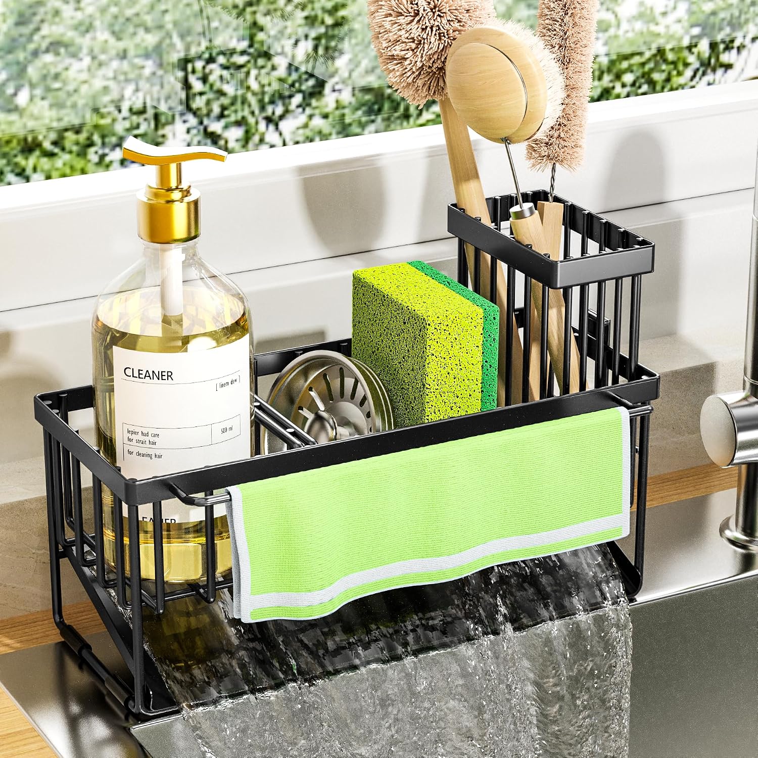 Sink Caddy with Brush Holder and Drain Tray