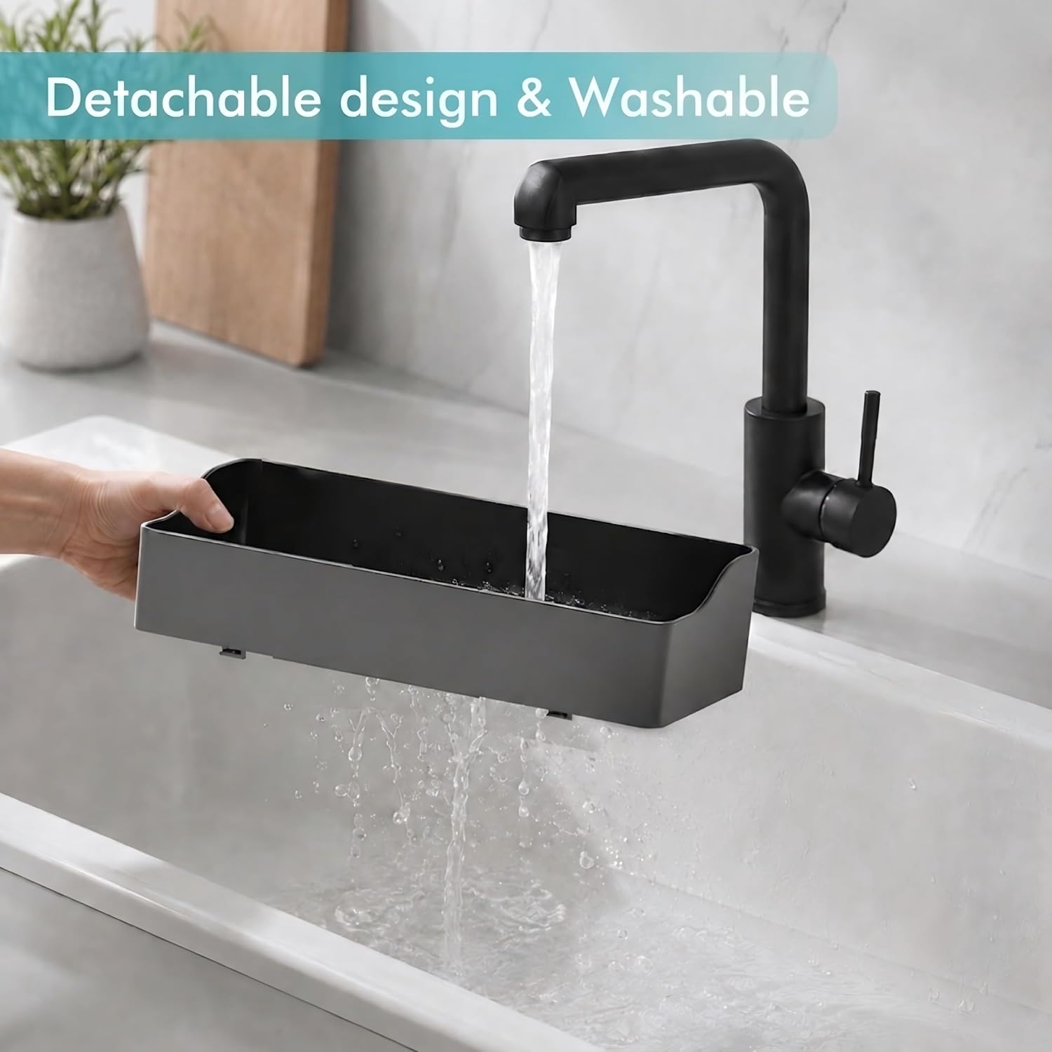 Sponge Holder with Drying Stone, Black