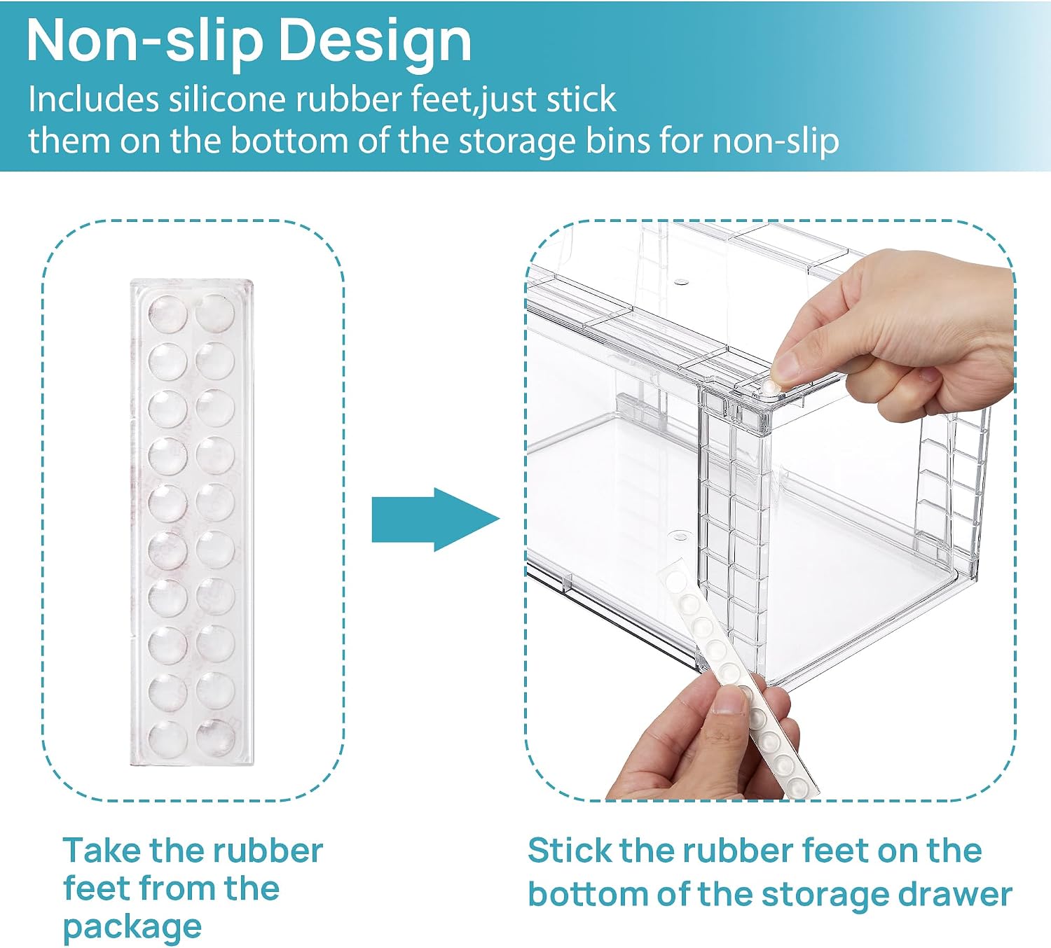 Stackable Clear Pantry Drawers, 4 Pack, Large