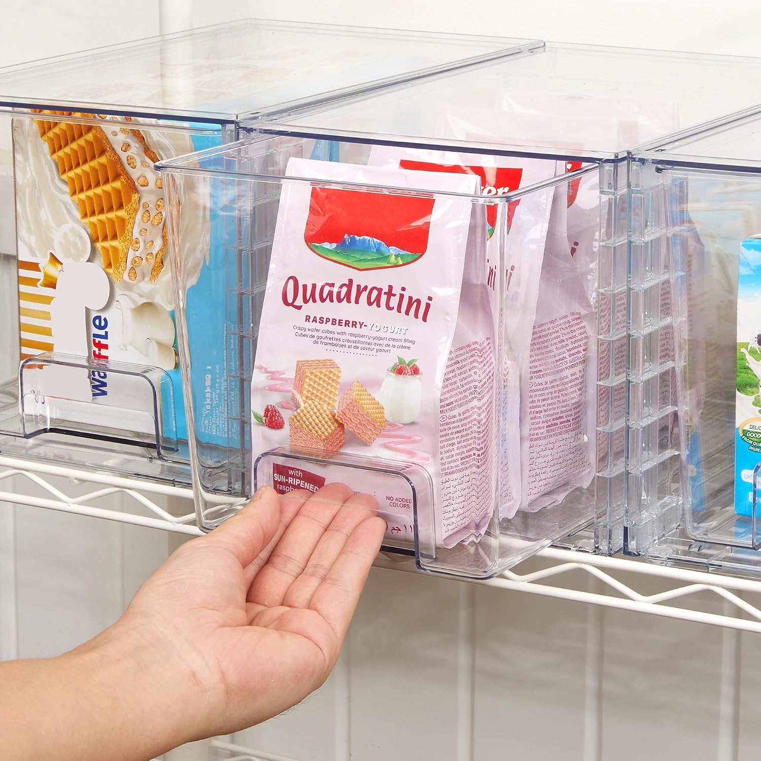 Stackable Clear Pantry Drawers, 4 Pack, Large