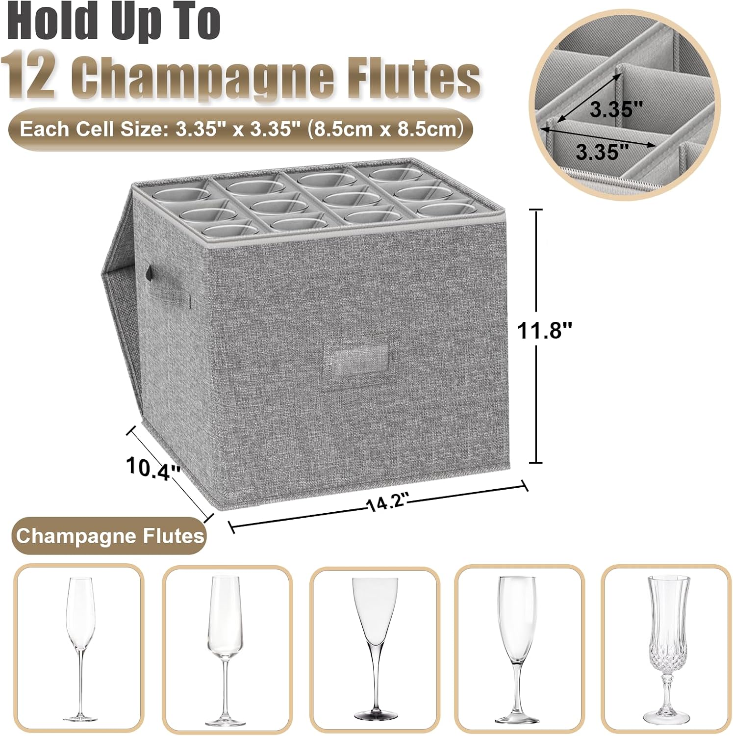 Stemware Storage Box with Dividers, 2 Pack