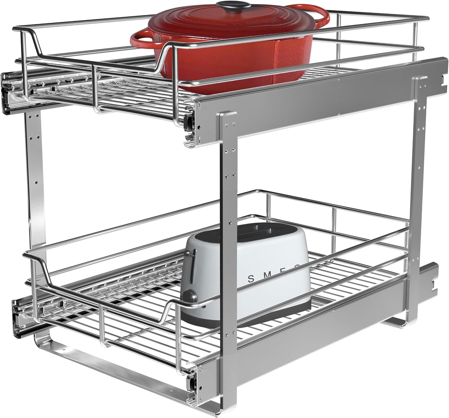 Two-Tier Pull-Out Cabinet Shelves, 14 x 22 inch