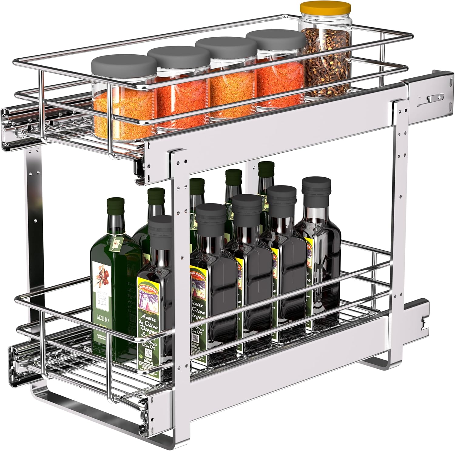 Two-Tier Pull-Out Cabinet Shelves, 14 x 22 inch