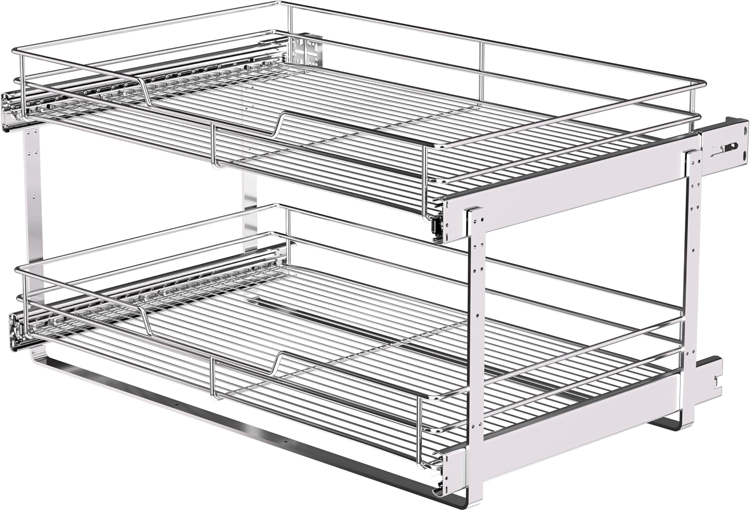 Two-Tier Pull-Out Cabinet Shelves, 14 x 22 inch