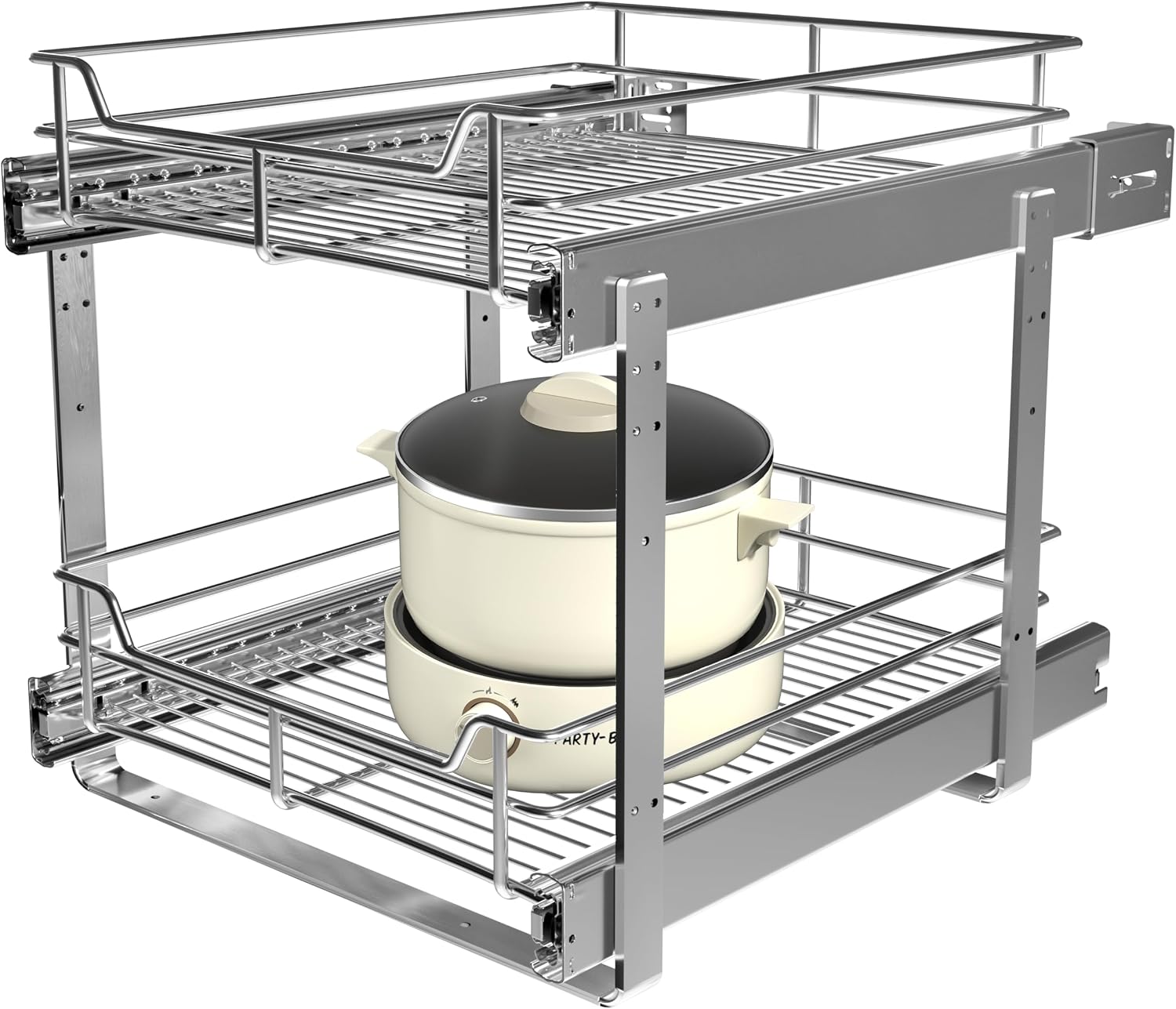 Two-Tier Pull-Out Cabinet Shelves, 14 x 22 inch