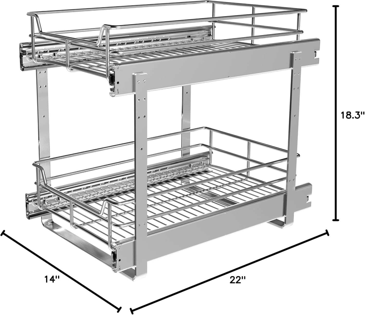 Two-Tier Pull-Out Cabinet Shelves, 14 x 22 inch