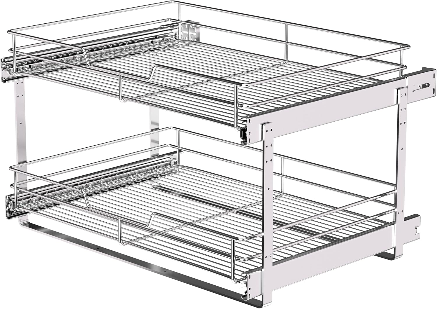 Two-Tier Pull-Out Cabinet Shelves, 14 x 22 inch