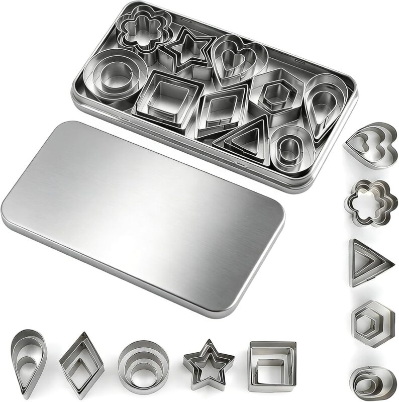 Geometric Cookie Cutter Set - 30-Piece Geometric Stainless Steel