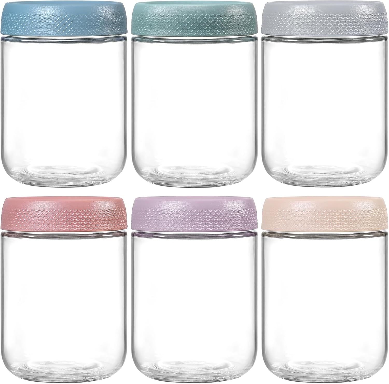 16 Oz Glass Storage Jars - 6-Pack with Lids