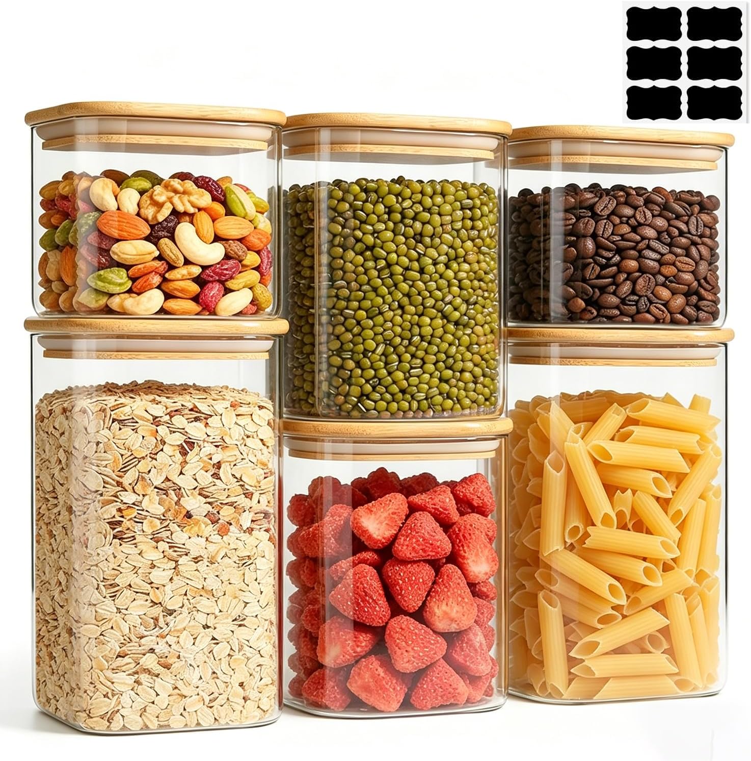 6-Piece Glass Pantry Canister Set
