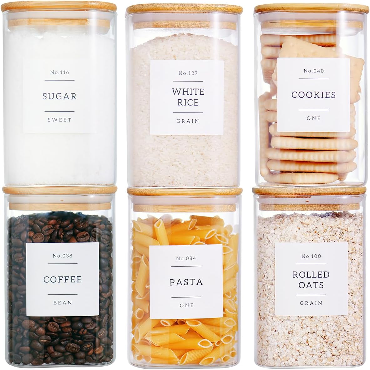 Square Glass Jars Bamboo Lids