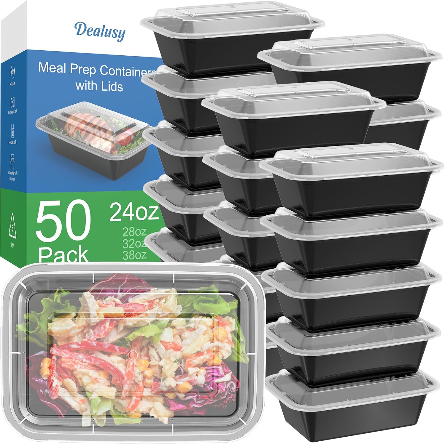 50-Pack 24 Oz Meal Prep Containers