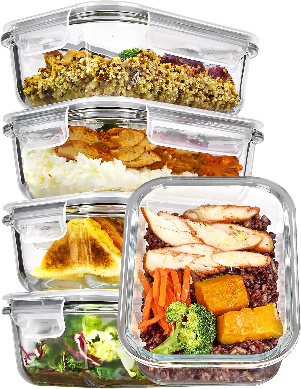 22 Oz Glass Storage Containers - 5-Pack
