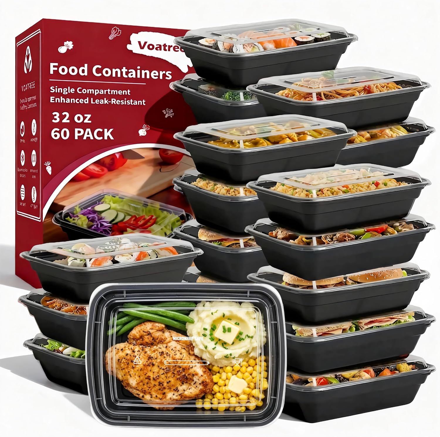 60-Pack 32 Oz Single Compartment