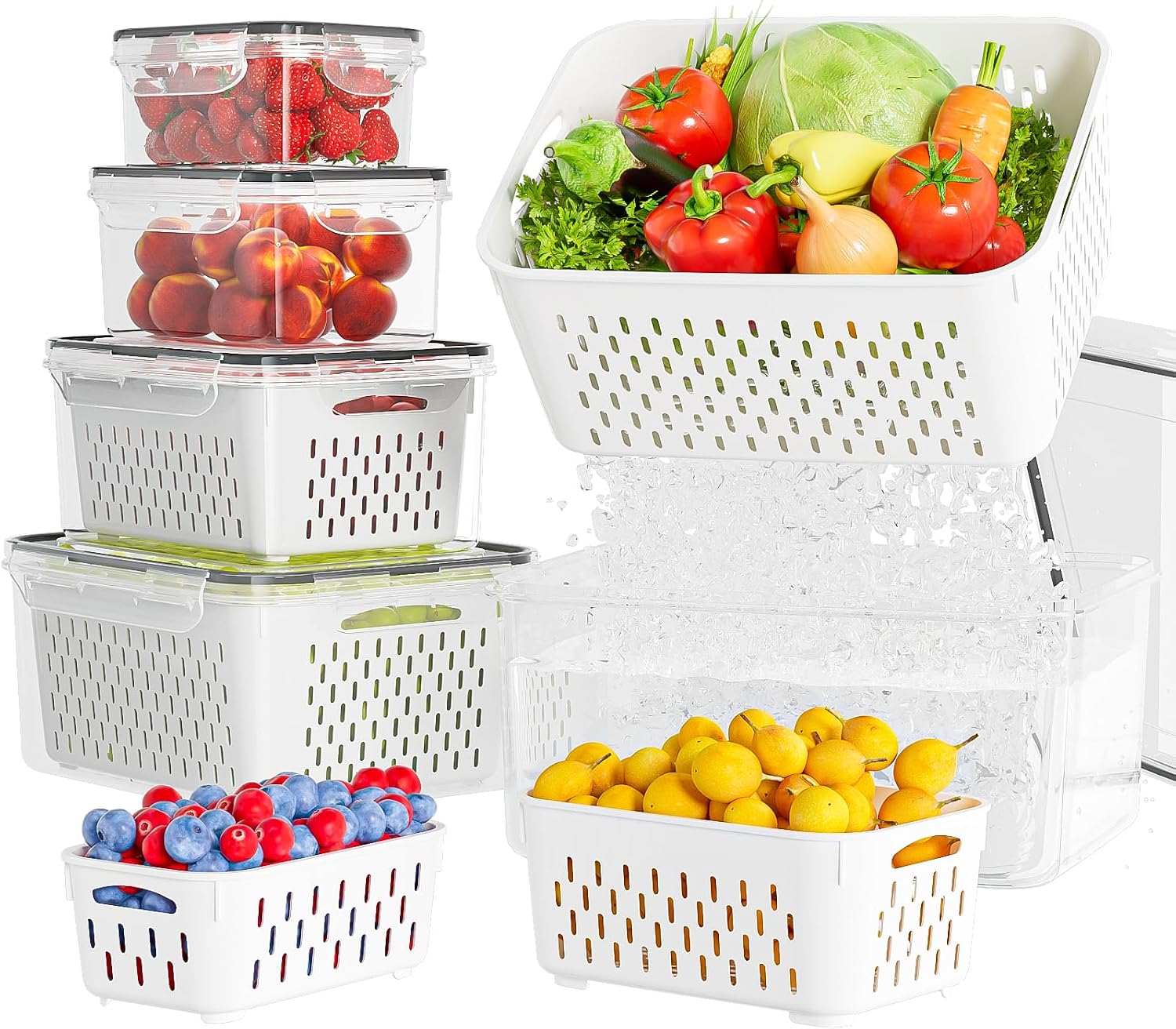 5-Pack Produce Storage Containers with Colanders