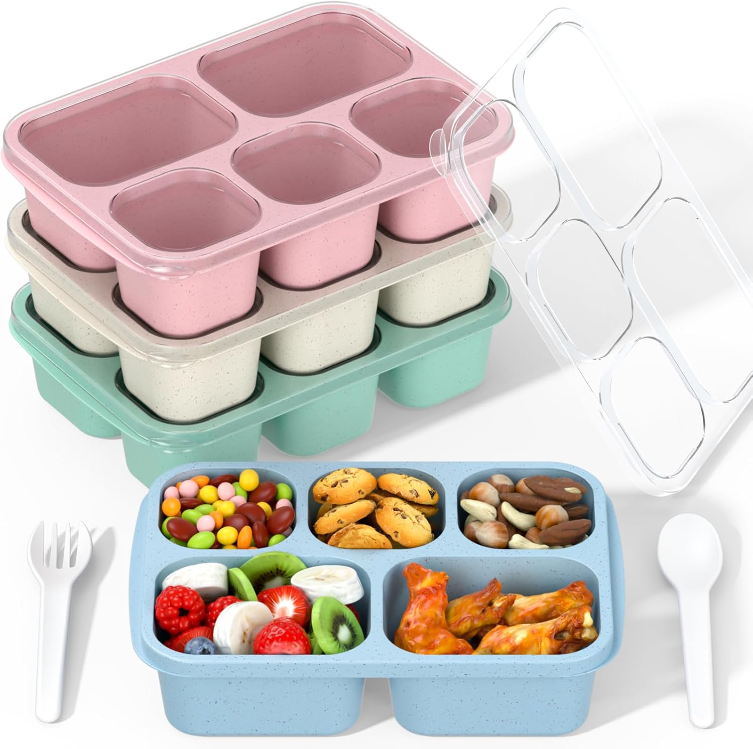 4-Pack Five-Compartment Bento Boxes