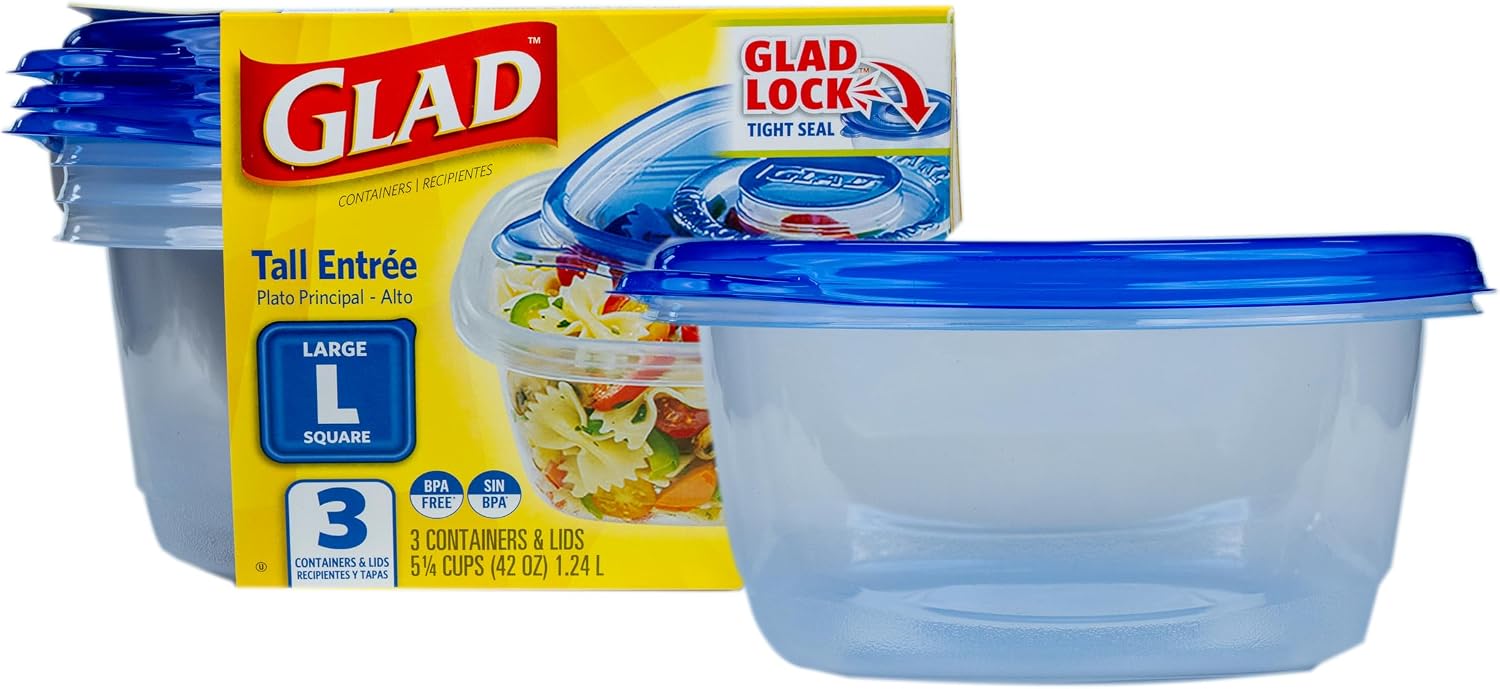 3-Count Tall Square Food Containers